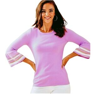 Lilly Pulitzer Women's Lilac Callee 3/4 Bell Sleeves Ruffled Cuff Top Size XS